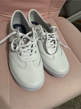 Keds White Low-Top Lace-Up Sneakers with Textured Panels